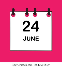 June 24. Daily Calendar icon for design. Simple design for business brochure, flyer, print media, advertisement. Easily editable.