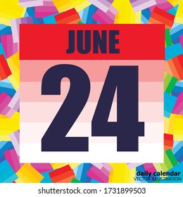 June 24 icon. For planning important day. Banner for holidays and special days. Twenty-fourth of june. Vector Illustration.