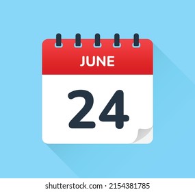 24. Juni Vektor. Kalenderdatumsbild-Design