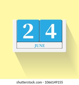 
June 24. Vector flat daily calendar icon. Date and time, day, month. Holiday. Season.