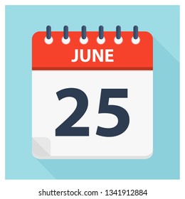 June 25 - Calendar Icon - Calendar design template - Business vector illustration.