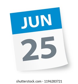 June 25 - Calendar Icon - Vector Illustration