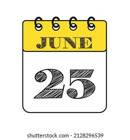 25. Juni Kalendersymbol. Vektorgrafik im Flachstil.