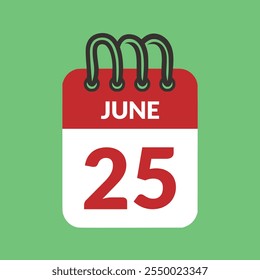 June 25 Calendar icon vector illustration.