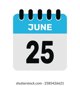 june 25 calendar icon Vector page month design