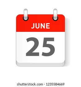 June 25 date visible on a page a day organizer calendar