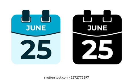 June 25 flat daily spiral calendar icon date vector image in matching color scheme. Suitable and perfect for design material, such as event or reminder. The best editable graphic resources.
