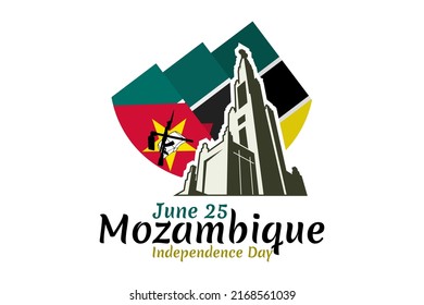 June 25, Independence day of Mozambique vector illustration. Suitable for greeting card, poster and banner 