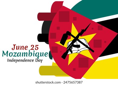 June 25, Independence day of Mozambique vector illustration. Suitable for greeting card, poster and banner 