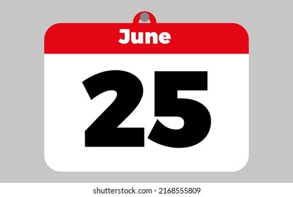 June, 25. White and red calendar.