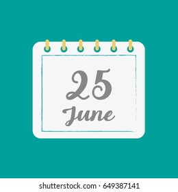 June 25.Calendar icon.