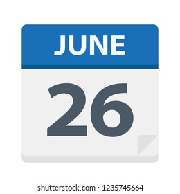 June 26 - Calendar Icon - Vector Illustration