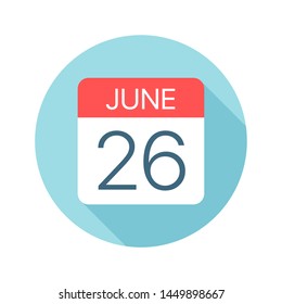 June 26 - Calendar Icon - Vector Illustration