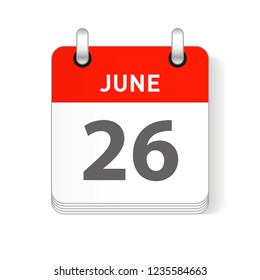 June 26 date visible on a page a day organizer calendar
