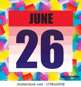 June 26 icon. For planning important day. Banner for holidays and special days. June twenty six. Vector Illustration.