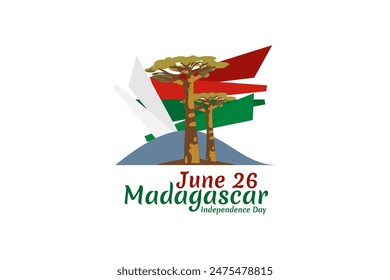 June 26 Independence Day of Madagascar vector illustration. Suitable for greeting card, poster and banner.