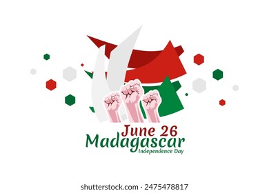 26 de junio Día de la Independencia de la Ilustración vectorial de Madagascar. Adecuado para tarjeta de felicitación, póster y Anuncio.