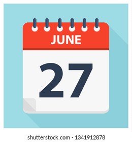 June 27 - Calendar Icon - Calendar design template - Business vector illustration.