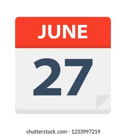 June 27 - Calendar Icon - Vector Illustration
