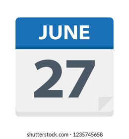 June 27 - Calendar Icon - Vector Illustration