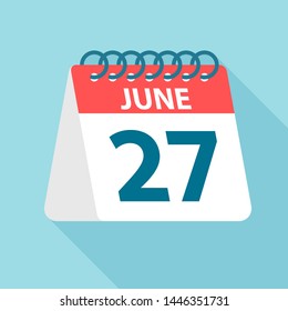 June 27 - Calendar Icon - Vector Illustration