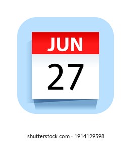27 de junio. Icono de calendario. Ilustración vectorial.