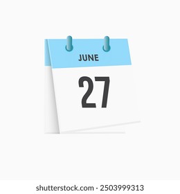June 27 - calendar and Time planner. Daily Calendar Icon reminder. Vector Illustration.