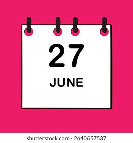 June 27. Daily Calendar icon for design. Simple design for business brochure, flyer, print media, advertisement. Easily editable.