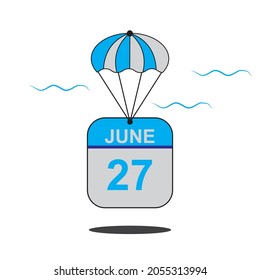 June 27 date of month calender icon with balloon in the air vector eps 10 template element