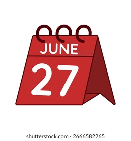 june 27 desk calendar vector on white background
Vector red calendar flat icon