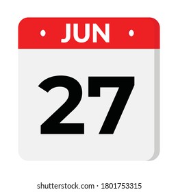 June 27 flat style calendar icon, vector illustration