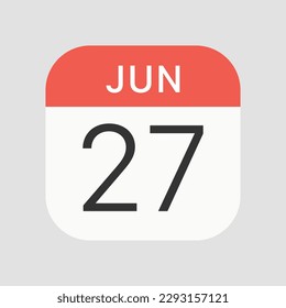 June 27 icon isolated on background. Calendar symbol modern, simple, vector, icon for website design, mobile app, ui. Vector Illustration