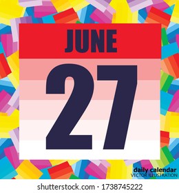 Icono del 27 de junio. Para planear un día importante. Cartel para las vacaciones y días especiales. 27 de junio. Ilustración vectorial.