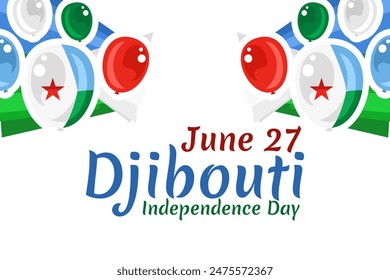 June 27 Independence Day of Djibouti vector illustration. Suitable for greeting card, poster and banner.