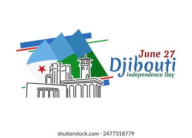 June 27 Independence Day of Djibouti vector illustration. Suitable for greeting card, poster and banner.