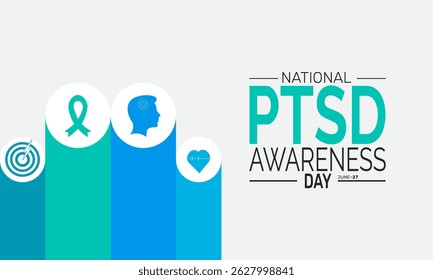 June 27 National PTSD Awareness Day.  PTSD Awareness Concept Template, Mental Health Poster, Awareness  Banner, Cards, Social Media Post or Background Design Inspiration Vector Illustration