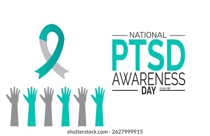 June 27 National PTSD Awareness Day.  PTSD Awareness Concept Template, Mental Health Poster, Awareness  Banner, Cards, Social Media Post or Background Design Inspiration Vector Illustration