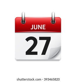 June 27 . Vector flat daily calendar icon. Date and time, day, month. Holiday.