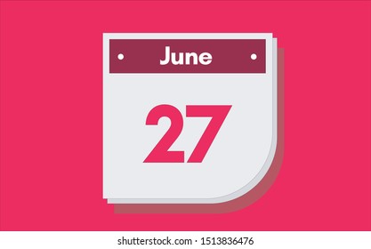 June 27th calendar icon. Day 27 of month. Vector illustration.