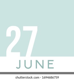 June 27th Minimal Calendar Neutral Color. Vector illustration