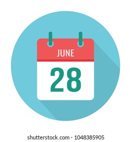 June 28 calendar icon flat. Day of the Constitution of Ukraine, workers of communication and information in Kazakhstan, Vidovdan