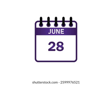 June 28 Calendar Icon – Purple Date Illustration