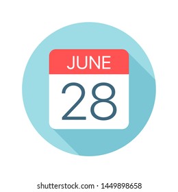 June 28 - Calendar Icon - Vector Illustration
