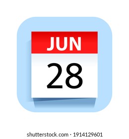 28 de junio. Icono de calendario. Ilustración vectorial.