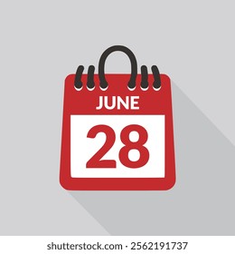 June 28 Calendar icon vector illustration.