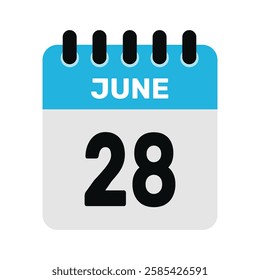 june 28 calendar icon Vector page month design