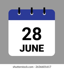 JUNE 28 - Daily Calendar Icon - White Background