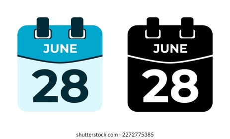 June 28 flat daily spiral calendar icon date vector image in matching color scheme. Suitable and perfect for design material, such as event or reminder. The best editable graphic resources.