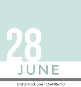 June 28th Minimal Calendar Neutral Color. Vector illustration