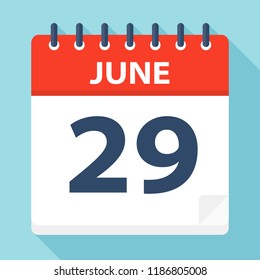 June 29 - Calendar Icon - Vector Illustration